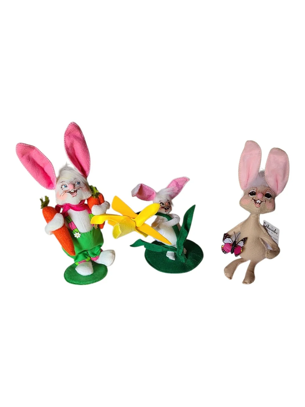 NWT Annalee Easter Bunny Trio - 2012 Garden Boy & 2015 Bunny Tails Set